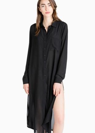 Туника рубашка черная полупрозрачная