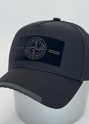 Літня чоловіча бейсболка в стилі бренду stone island чорна котонова чоловіча кепка тракер