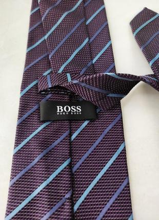 Шикарний брендовий чоловічий шовковий галстук boss італія4 фото