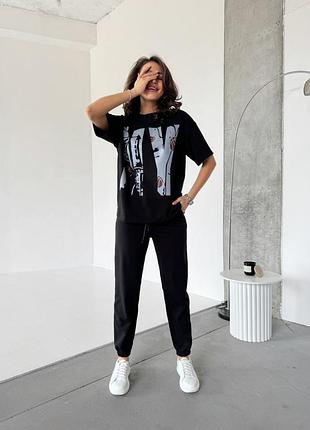 Легкий спортивный костюм весна лето ☀️ джоггеры и футболка оверсайз