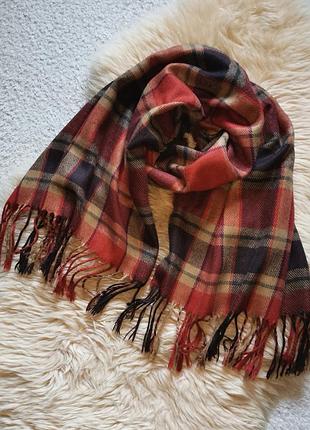 Шарф в клетку красивый длинный шарф с бахромой большой тёплый шарф