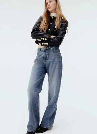 Синие женские джинсы wide high jeans h&amp;m