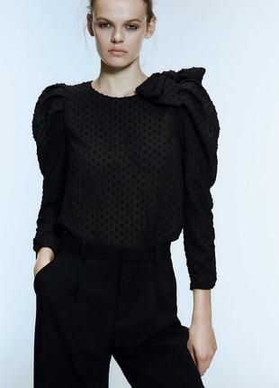 Блуза с бантом в горох zara