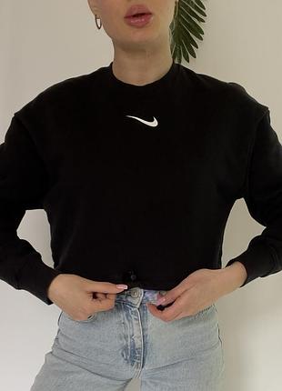Женский укороченный чёрный свитшот nike ✔️