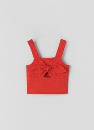 Топ для девочки zara красный 100% хлопок 13-14 лет лето