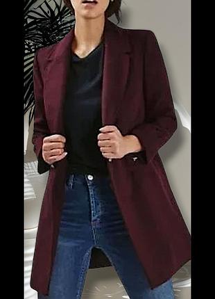 Жіноче двубортне пальто міді марсала бургунді розміру s m від topshop