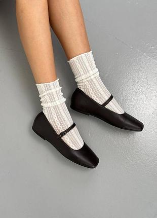 Туфлі балетки шкіряні шоколадні