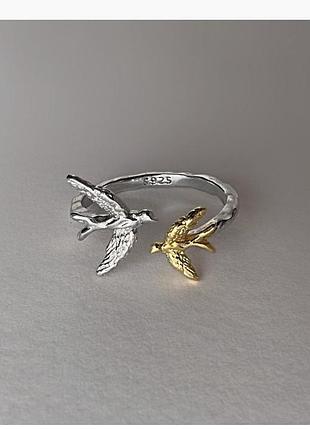 Серебряная кольца птицы 925 с позолотой