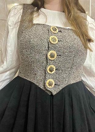 Винтажное австрийское льняное платье сарафан с пуговицами эдельвейс от дорогого люксового бренда sportalm austria 🇦🇹 vintage stories