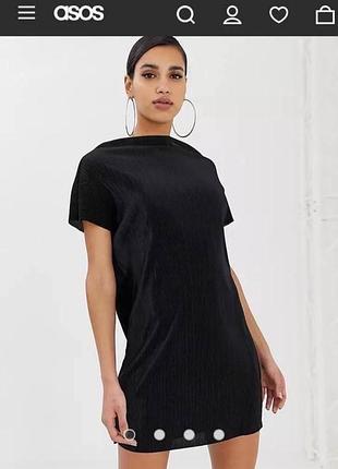 Чёрное платье плиссе оверсайз asos 9