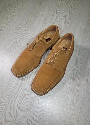 Гірчичні чоловічі лойди , замша , з квадратним носом lloyd germany