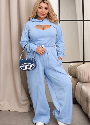 Женский костюм тройка болеро, майка и свободные брюки | 022