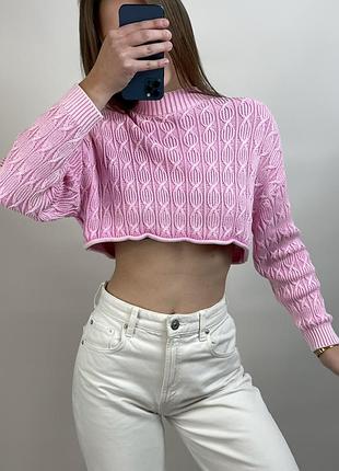 Новый розовый свитерик, укороченный