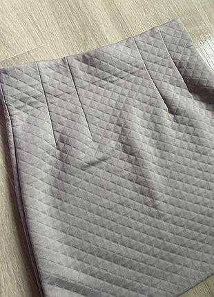 Брендовая высокая серая короткая мини юбка тюльпан в ромбик рубчик с широкой резинкой marks &amp; spencer m&amp;s 10 m на весну осень капитон