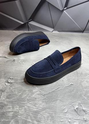 Лоферы замшевые мужские синие loro piana! натуральная замша! мокасины замшевые мужские!