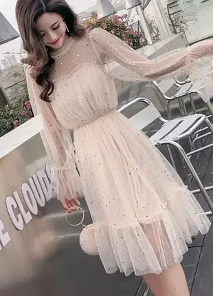 Неймовірне повітряне пудрове ніжна сукня плаття з фатину