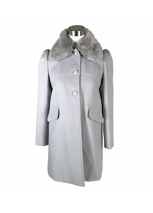 Пальто сіре з хутром штучним miss selfridge шикарне елегантне базове тепле осіннє весняне