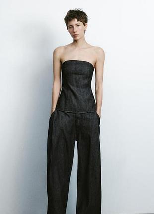 Топ бандо корсет zara денім джинс y2k