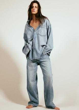 Рубашка h&m, джинсова сорочка на болтах h&m