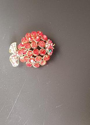 Брошь рыбка винтаж сплав стекло