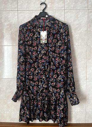 Цветочная вискозная оригинальная туника платья с длинным рукавом на пуговицах от бренда joe browns
