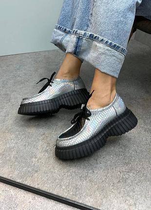 Кожаные женские туфли монки демисезонные на массивной легкой подошве цвет на выбор