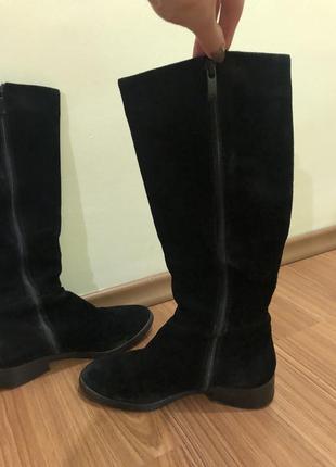 Високі чорні замшеві чоботи зима2 фото