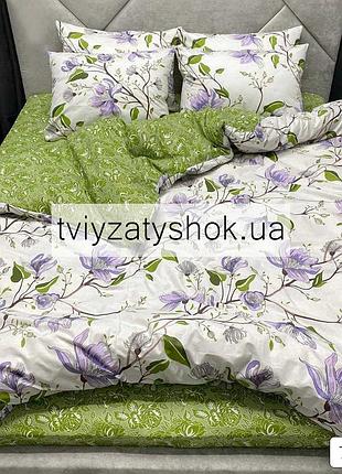 Комплект, набір постільної білизни з квітами "магнолії", 100% бавовни