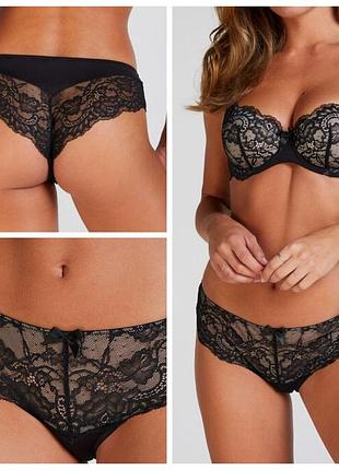 Hunkemoller! кружевные женские трусы с полупрозрачной попкой хл размер