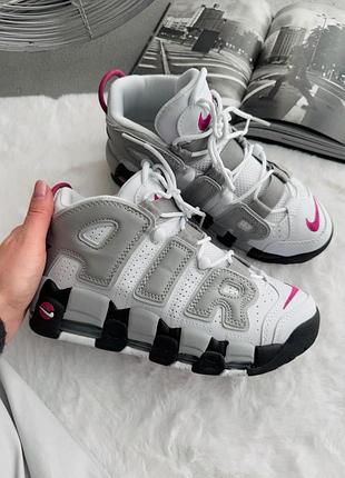 Nike air more uptempo 96 white grey black, кроссовки женские высокие весна-осень, кроссовки женккие высокие найк
