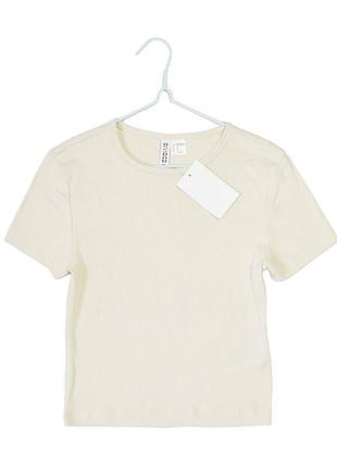Нова базова бежева футболка у рубчик h&m