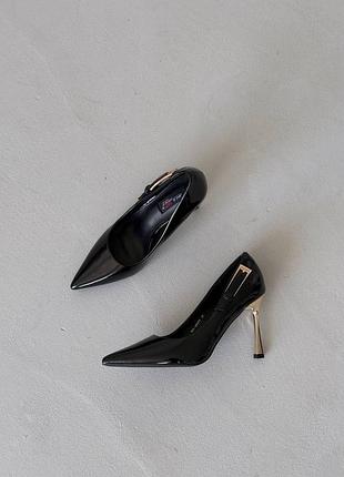 Туфлі човники глянцеві чорні лаковані 11960