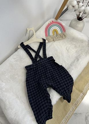 Стильные штанишки на лямках h&m, штаны в клетку, штанишки