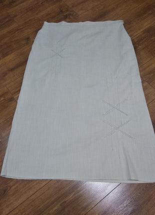 Красива довга спідниця зі стразами , колір тауп, великий розмір.