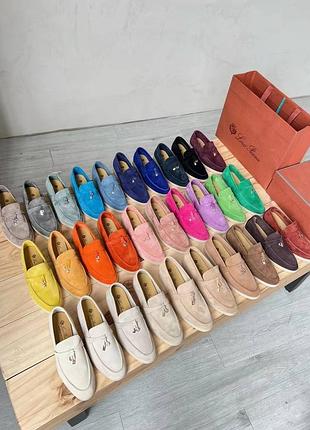 Лоферы замшевые loro piana полный комплект