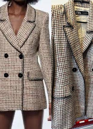 Винтажный жакет zara, пиджак твидовый