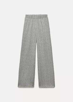 Брюки ровные на резинке zara брюки брюки текстурированные свободные брюки на резинке zara