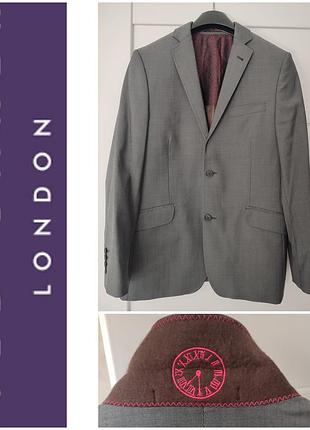 Чоловічий піджак ted baker endurance grey 100% wool, р. 38/s, можна на m
