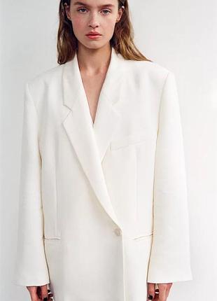 Блейзер женский белый двубортный zara new2 фото