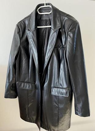 Подовжений шкіряний піджак, шкіряний жакет, шкіряний блейзер