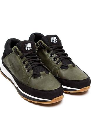 Мужские кожаные кроссовки nb clasic green