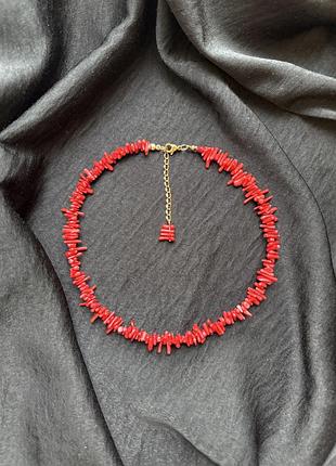 Ожерелье чокер из коралла, коралловое ожерелье