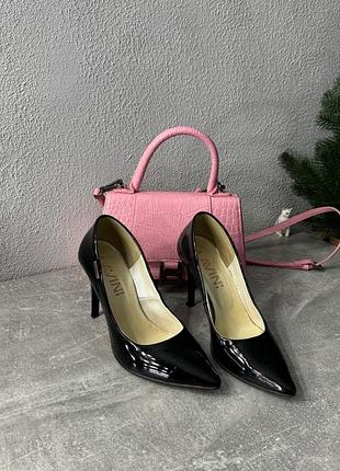 Туфлі човники лакові чорні, туфли лодочки лаковые