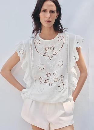 Блуза топ женская белая кружевная zara new