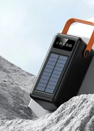 Портативная батарея внешняя повербанк power bank 100000 mah с солнечной панелью и фонариком ym-638