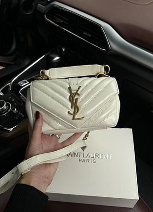 Сумка saint college mini quilted crossbody laurent bag cream