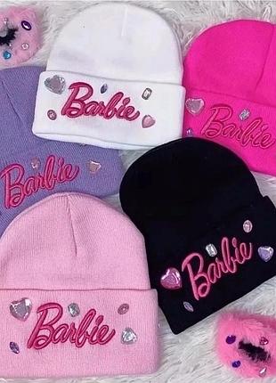 Шапка барби, модные брендированные шапки barbie со стразами