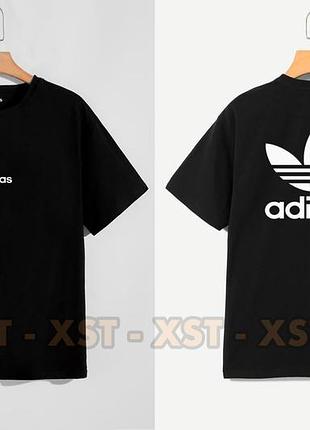 Женская футболка оверсайз overnedvikbar adidas адидас черная с лого на спине