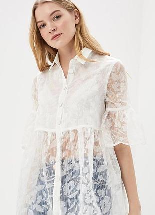 Блуза сорочка овнрсайз з органзи lost ink