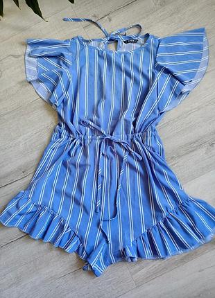 Голубой летний ромпер в полоску